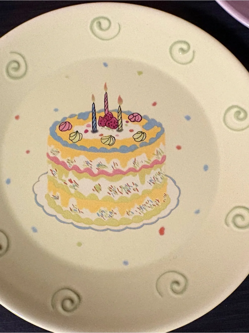Vintage Avon Pastel Birthday Cake Dessert Plates - Pink, Blue, Yellow, Lavender